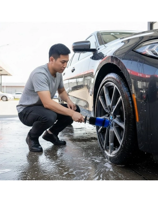 ® Ergonomik Saplı Jant ve Lastik Temizleme Fırçası – Araç Detay Temizliği İçin Güçlü Kıllı Detay Fırçası