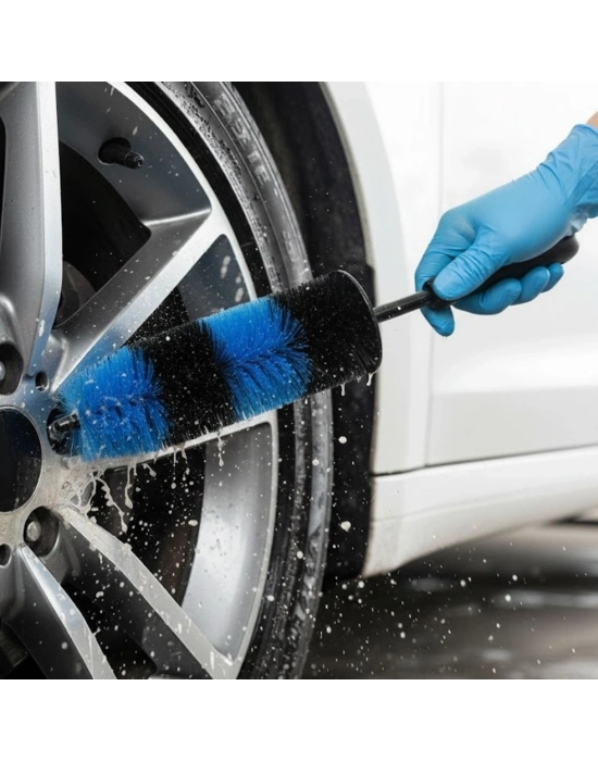 ® Ergonomik Saplı Jant ve Lastik Temizleme Fırçası – Araç Detay Temizliği İçin Güçlü Kıllı Detay Fırçası