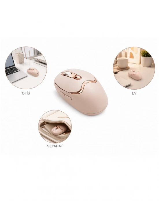 Ergonomik Tasarımlı Kablosuz Mouse Bluetooth ve USB Alıcılı