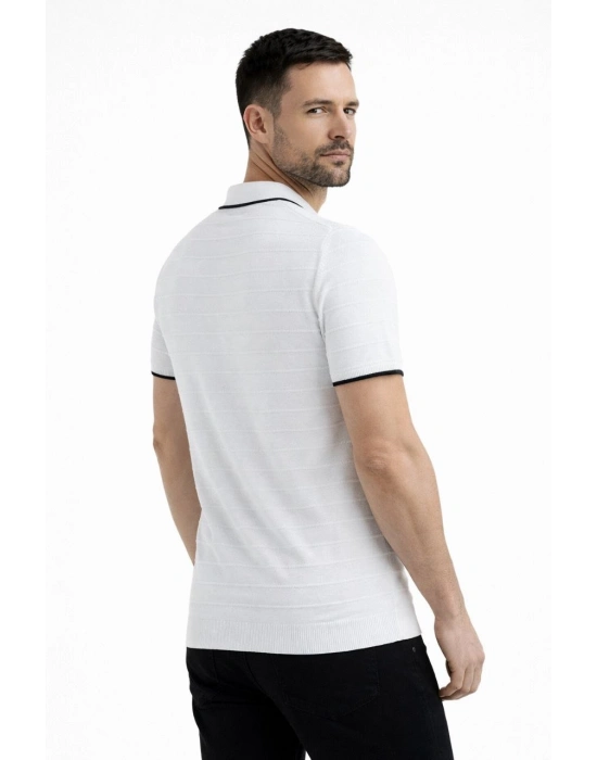 Erkek 2’li Paket Triko Yakalı Düğmesiz Açık Yaka Fitilli Kısa Kollu Regular Fit Tişört - Beyaz  Mint Yeşili