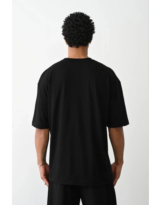 Erkek Tişört Düz Basic Penye Yazlık Bisiklet Yaka Kısa Kol T-Shirt - Siyah