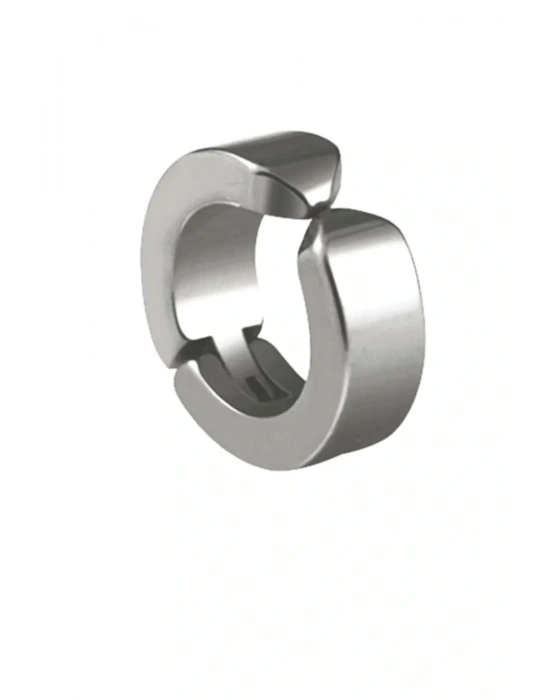 Erkek Küpesi - 1 Adet Çelik Kıstırmalı Küpe Paslanmaz Atmaz Çelik Gümüş Renk Küpe