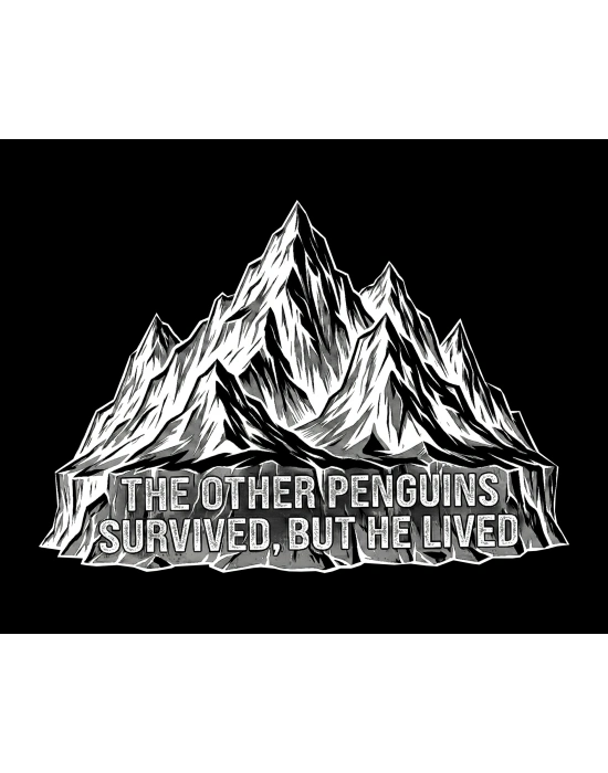 Erkek Nihilist Penguen Temalı Oversize Bisiklet Yaka Tişört - Siyah