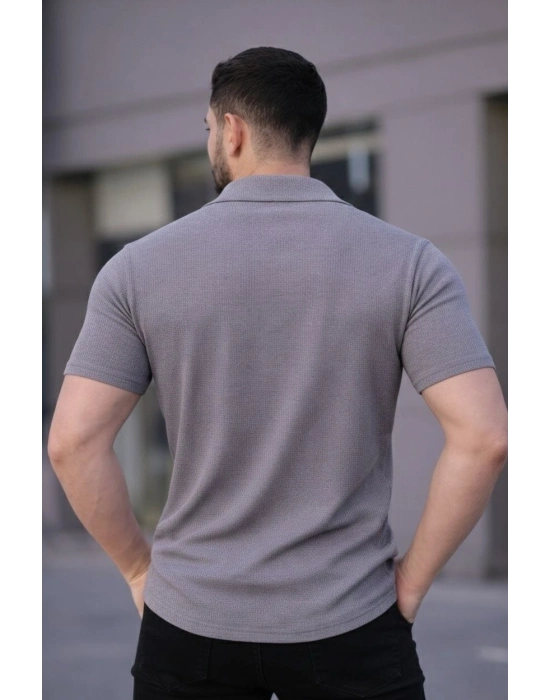 Erkek Waffle Dokuma Açık Yakalı Düğmeli Regular Kalıp 2’li Gömlek Seti - Beyaz  Gri