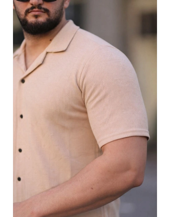 Erkek Waffle Dokuma Açık Yakalı Düğmeli Regular Kalıp 2’li Gömlek Seti - Lacivert  Gri