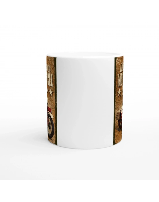 Eski Tarz Motosiklet Yarışı Temalı Retro Kupa Bardak