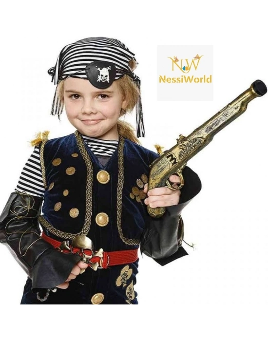 Eskitilmiş Desenli Plastik Oyuncak Korsan Tabancası 40 cm