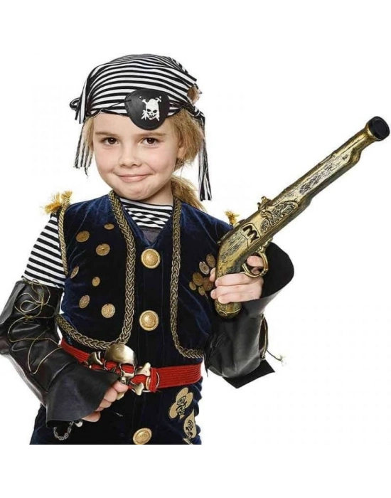 ® Eskitilmiş Desenli Plastik Oyuncak Korsan Tabancası 40 cm