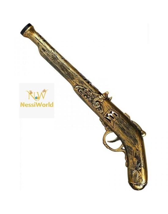 Eskitilmiş Desenli Plastik Oyuncak Korsan Tabancası 40 cm