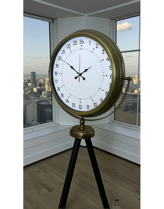 ® Eskitme 24 Saat Göstergeli Özel Tasarım Tripod Ayaklı Saat