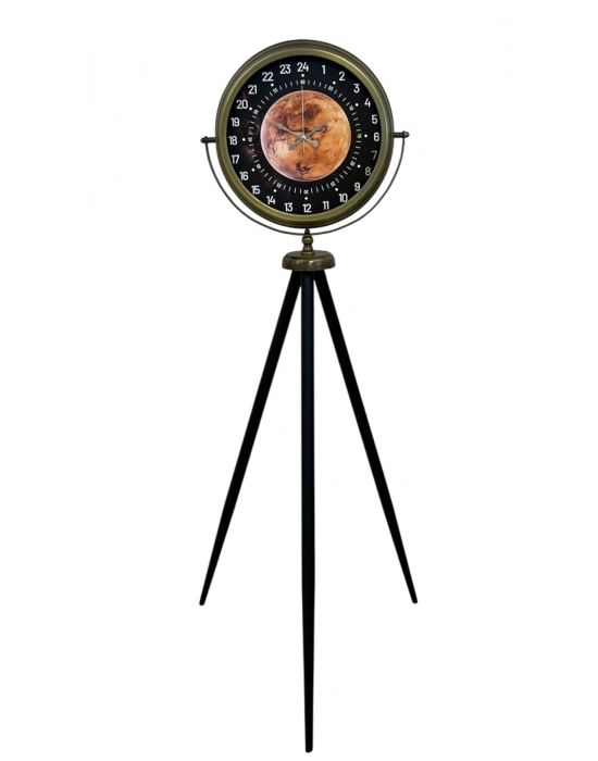 ® Eskitme 24 Saat Göstergeli Özel Tasarım Tripod Ayaklı Saat