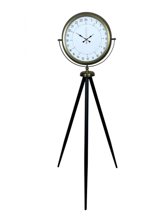 ® Eskitme 24 Saat Göstergeli Özel Tasarım Tripod Ayaklı Saat