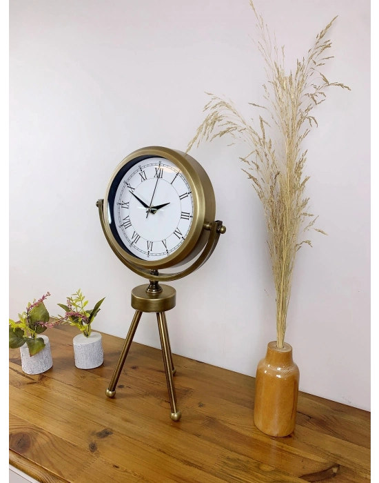 ® Eskitme Dekoratif Üç Ayaklı Masa Saati