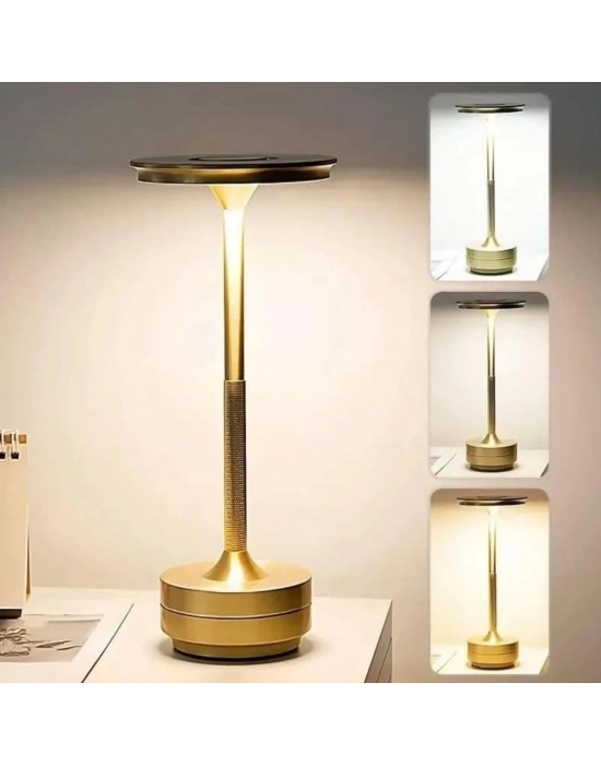 ®  Eskitme Gold Kasa Dokunmatik Şarjlı Masa ası – 3 Renk Işık Modlu, LED Aydınlatmalı, Modern & Dekoratif Abajur