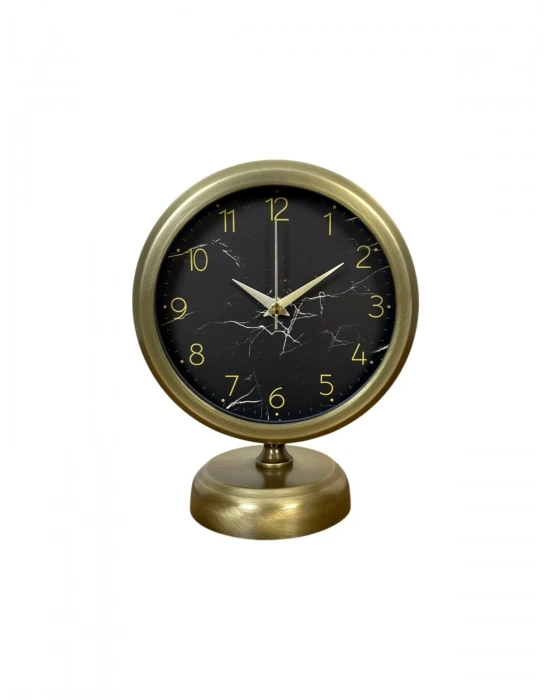 ® Eskitme Mermer Desenli 25 x 20 Cm Metal Masa Saati