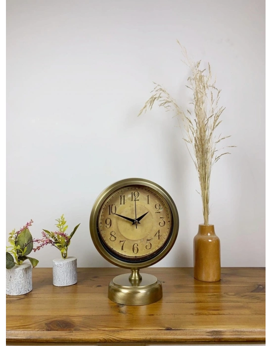 ® Eskitme Metal Dekoratif Masa Saati 25×20 cm