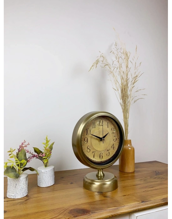 ® Eskitme Metal Dekoratif Masa Saati 25×20 cm