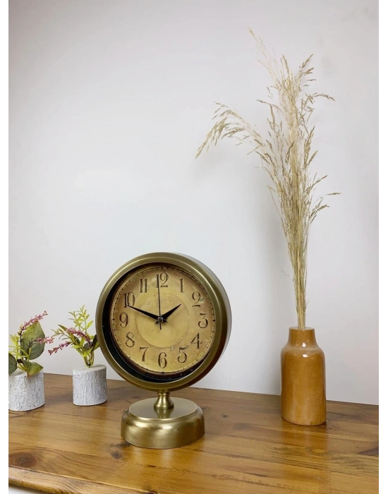 ® Eskitme Metal Dekoratif Masa Saati 25×20 cm