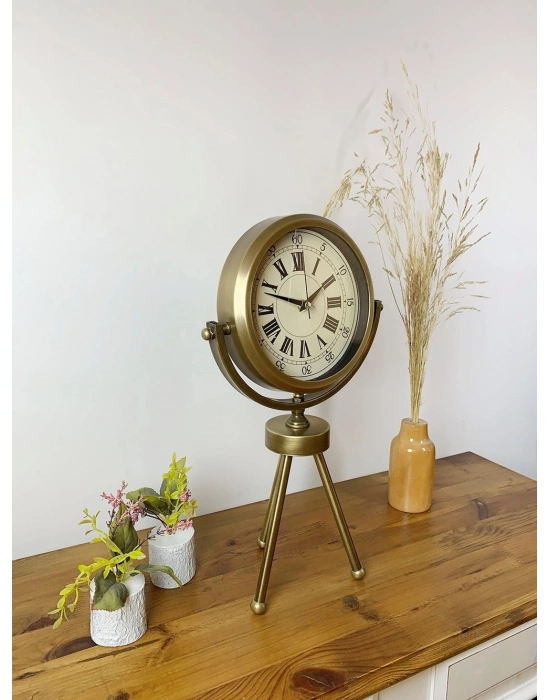 ® Eskitme Metal Mini Tripod Orient Masa Saati 45×26 cm