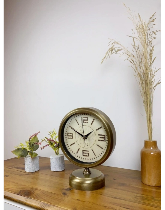 ® Eskitme Metal Vintage Masa Saati 25×20 cm