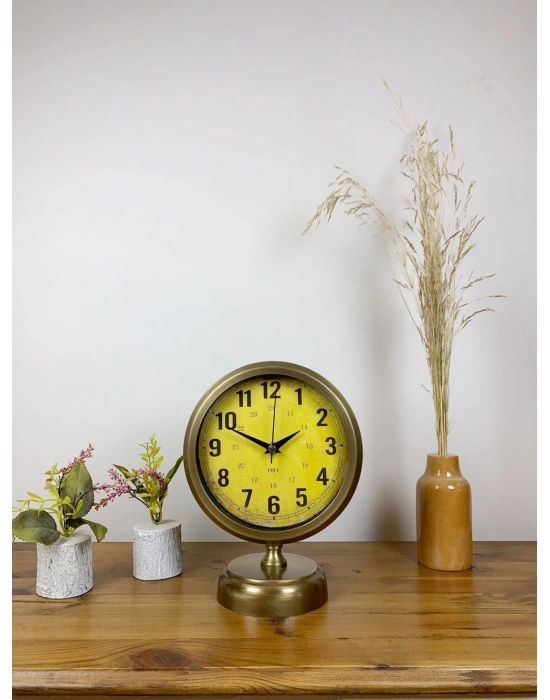 ® Eskitme Metal Vira Masa Saati 25×20 cm