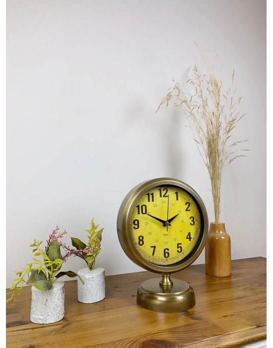 ® Eskitme Metal Vira Masa Saati 25×20 cm