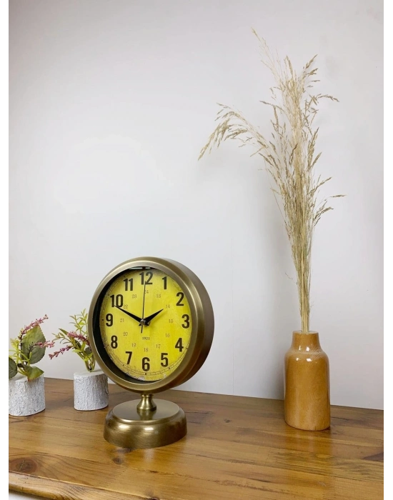 ® Eskitme Metal Vira Masa Saati 25×20 cm