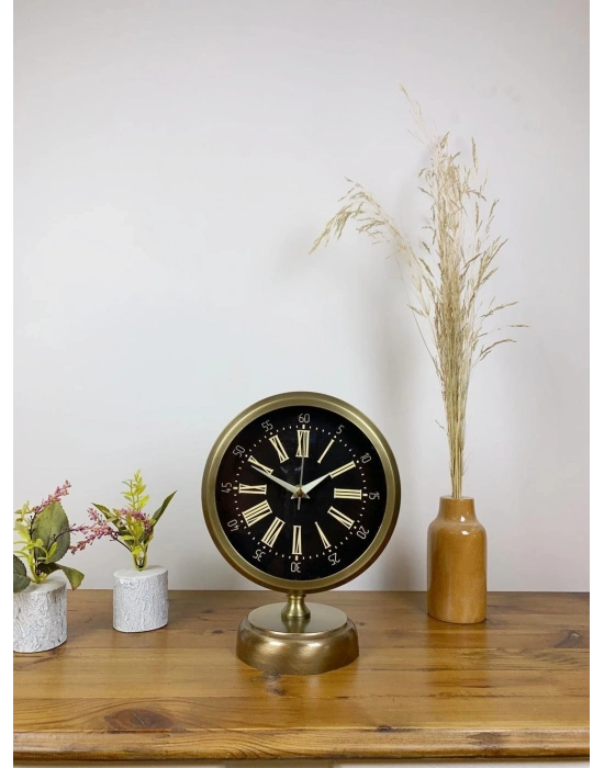 ® Eskitme Metal Zarif Masa Saati 25×20 cm