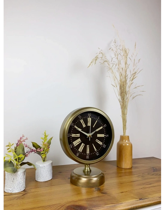 ® Eskitme Metal Zarif Masa Saati 25×20 cm