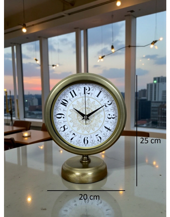 ® Eskitme Motifli 25 x 20 Cm Metal Masa Saati