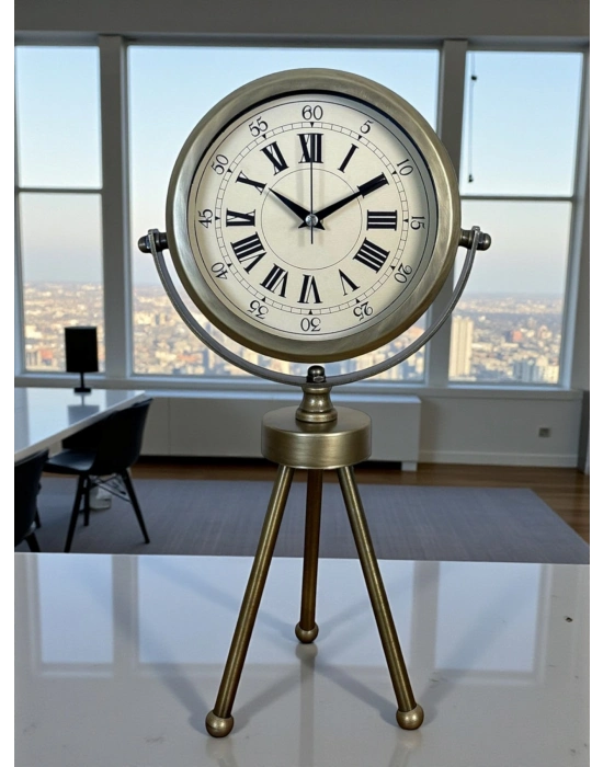 ® Eskitme Prestij Üç Ayaklı Masa Saati