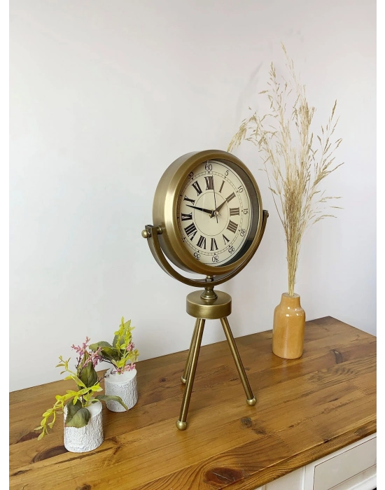 ® Eskitme Prestij Üç Ayaklı Masa Saati