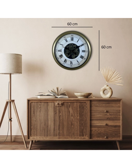 ® Eskitme Roma Rakamlı Elite 60 Cm Çarklı Duvar Saati