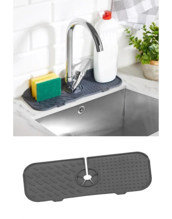 Esnek Musluk Lavabo Matı - Mutfak Banyo Batarya Su Tutucu Bulaşık Süngeri Matı