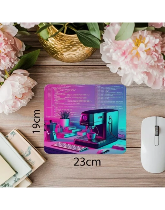 Espresso Makinesiyle Zenginleştirilmiş Kod Mouse Pad - 19x23 cm 2 mm Dikdörtgen İthal Baskılı Mouse Pad