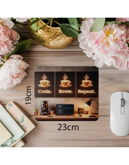 Espresso Setup Altında Kod Sloganı Mouse Pad - 19x23 cm 2 mm Dikdörtgen İthal Baskılı Mouse Pad