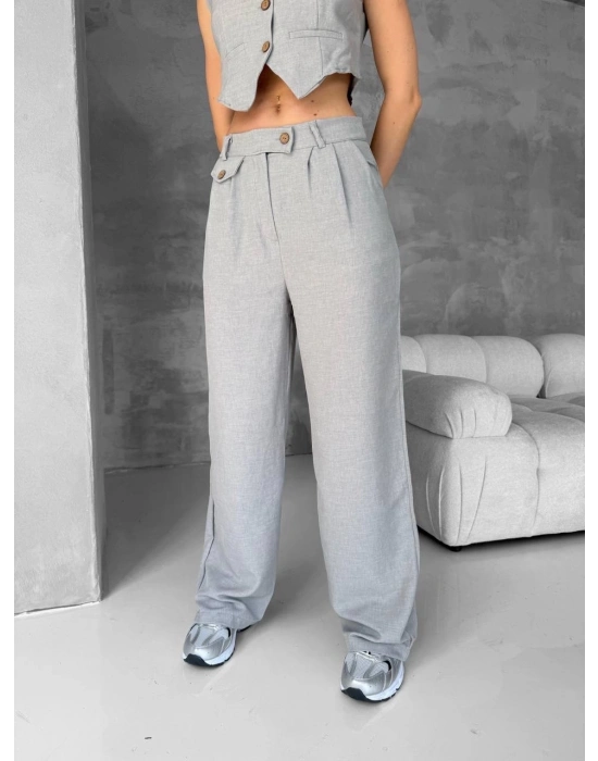 Essential yelek pantolon takım gri s255254