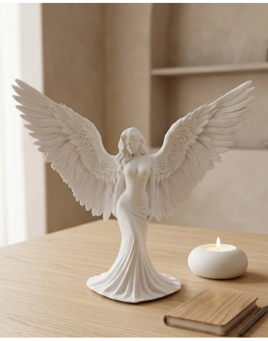 Estetik Melek Kadın Figürlü 3D Dekoratif Biblo Modern Salon Dekoru