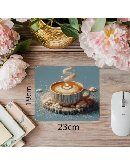 Estetik ve Fonksiyonel Kod + Kahve Mousepad - 19x23 cm 2 mm Dikdörtgen İthal Baskılı Mouse Pad