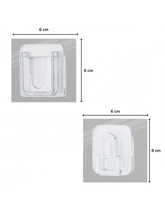 ®  Eşya Sabitleme Askısı 10 Çift Şeffaf Çift Taraflı Yapışkanlı Geçmeli Klips