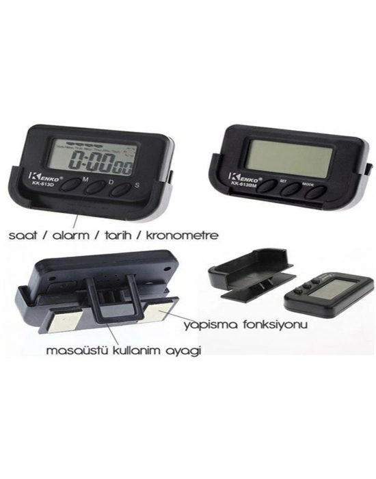 ®  Ev ve Araç Tipi Dijital Saat Kronometreli Alarmlı Pilli Saat