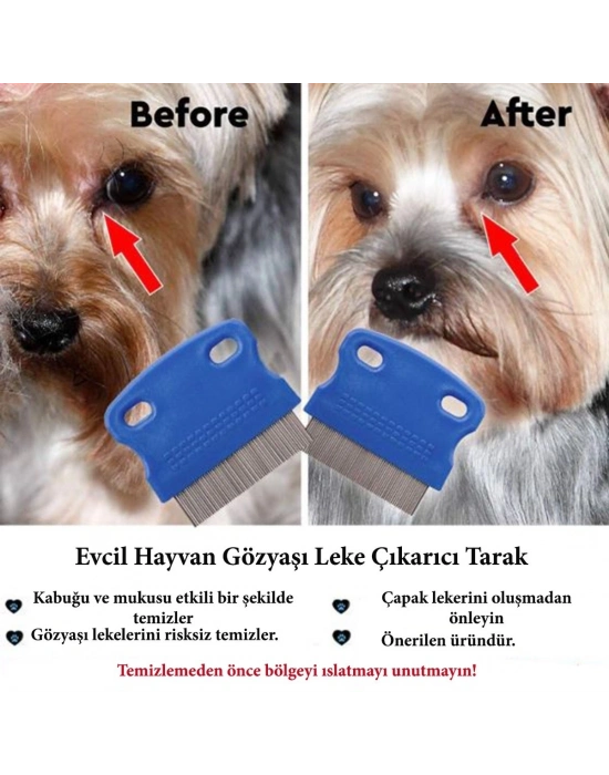 ®  Evcil Hayvan Kedi Köpek Pire Tarağı ve Köpek Gözyaşı Lekesi Tarağı