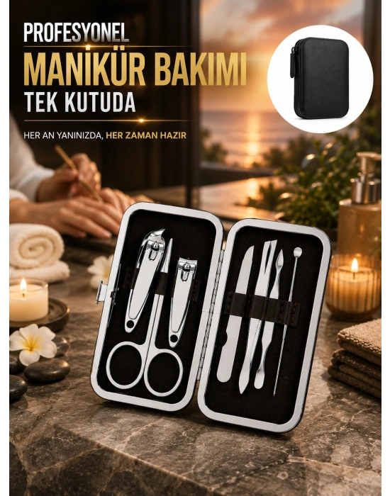 Evde Profesyonel Tırnak Bakımı İçin 7 Parça Premium Bakım Seti