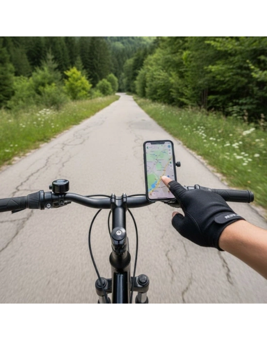 ® Evrensel Motosiklet Telefon Tutucu – Kaymaz, Kilitlenebilir Güvenli Tutuşlu, 360° Ayarlanabilir Gidon Bağlantılı Akıllı Telefon Aparatı