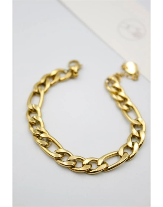 Ezme Zincir Çelik Bileklik - Altın
