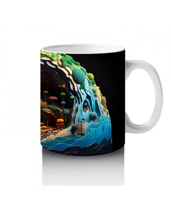 Fantezi Orman Temalı Minyatür Hayvan Dünyası - Baskılı Kahve Kupası