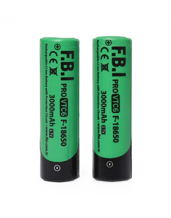 F.b.ı Vtc6 18650 3.7v 3000mah 30a Li-ion Şarjlı Pil + Pil Taşıma Kutusu 2li Set