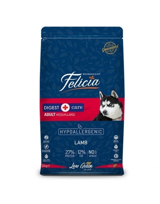 Felicia Düşük Tahıllı Hipoalerjenik Kuzu Etli Orta ve Büyük Irk Yetişkin Köpek Maması 3 Kg