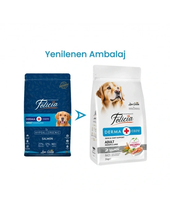 Felicia Düşük Tahıllı Hipoalerjenik Somonlu Orta ve Büyük Irk Yetişkin Köpek Maması 3 Kg