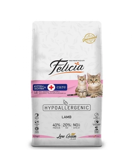 Felicia Hipoalerjenik Kuzu Etli Anne ve Yavru Kedi Maması 12 Kg